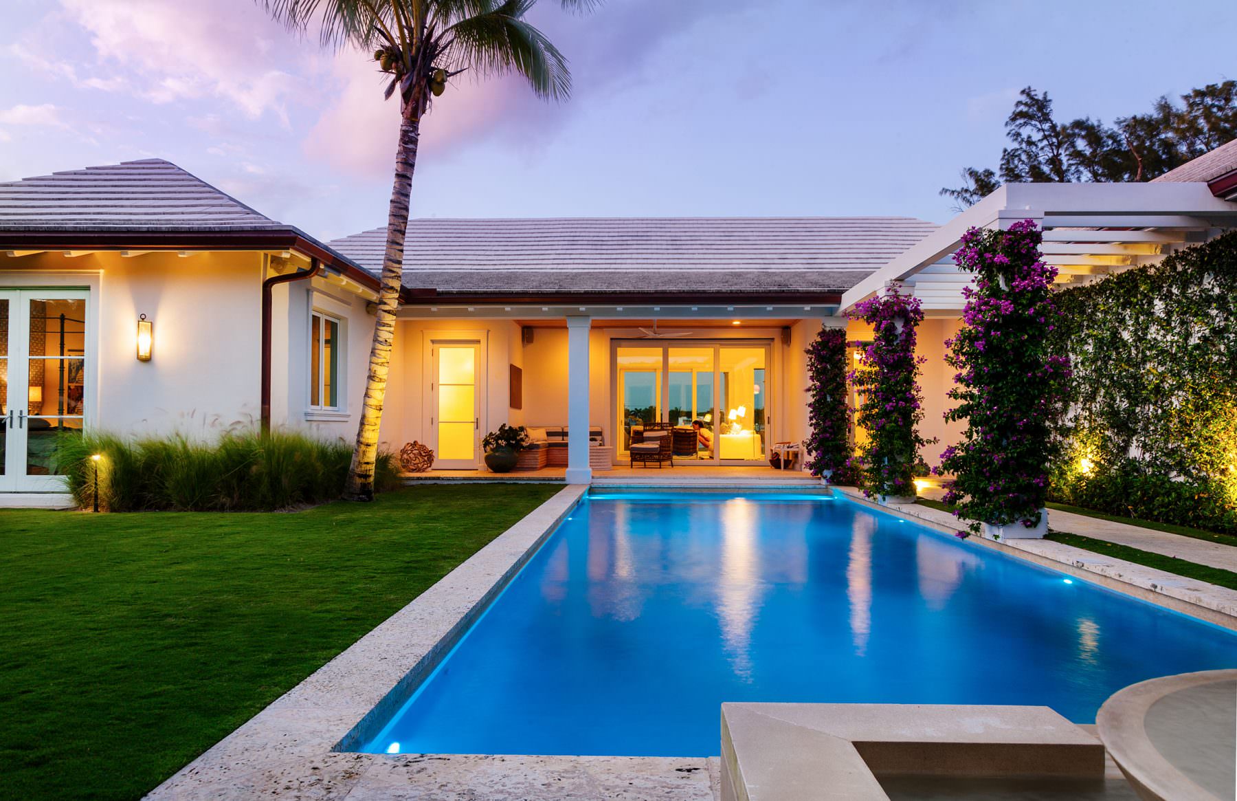 image of Bohemian Beach House backyard with pool and palms