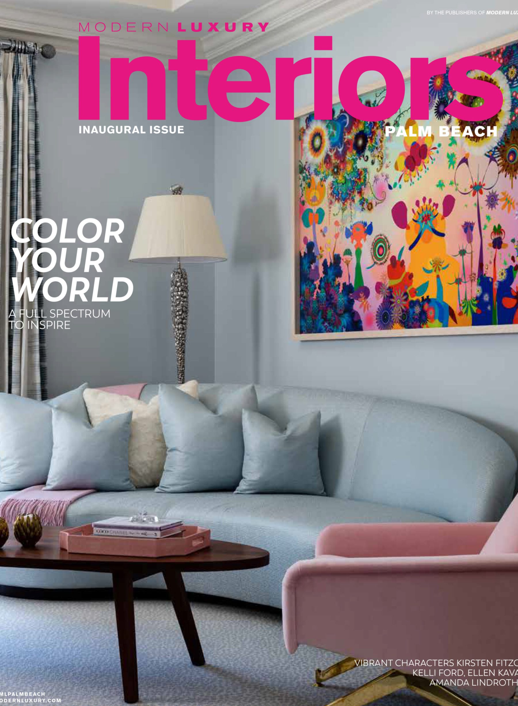 Cover of Modern Luxury Summer 2018 featuring modern blue living room
